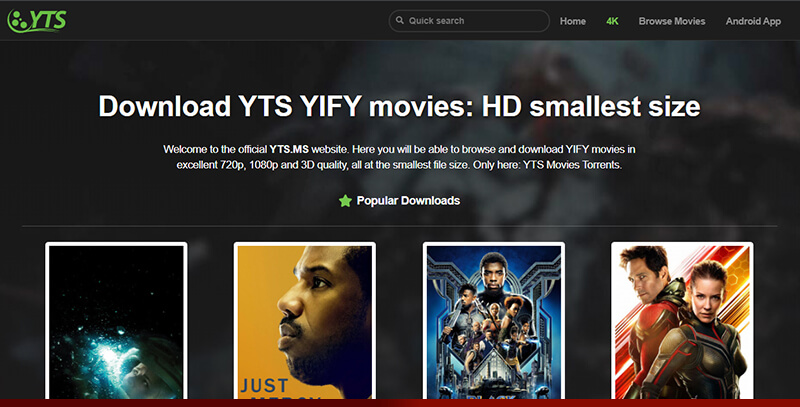 YTS - Best torrent for hollywood movies